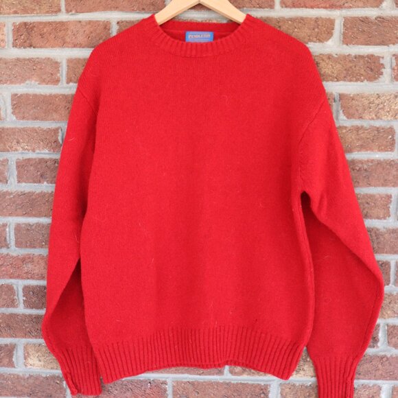 Pendleton Red Wool Sweater *100% Shetland Pure Virgin Wool * Mens Medium Vintage - Picture 1 of 16